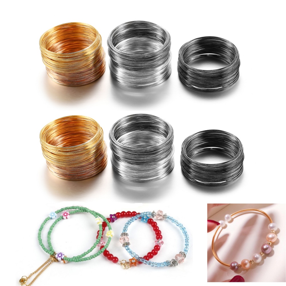 Memory Wire Bracelet - 100 laços/lote 0.6mm prata ouro bronze