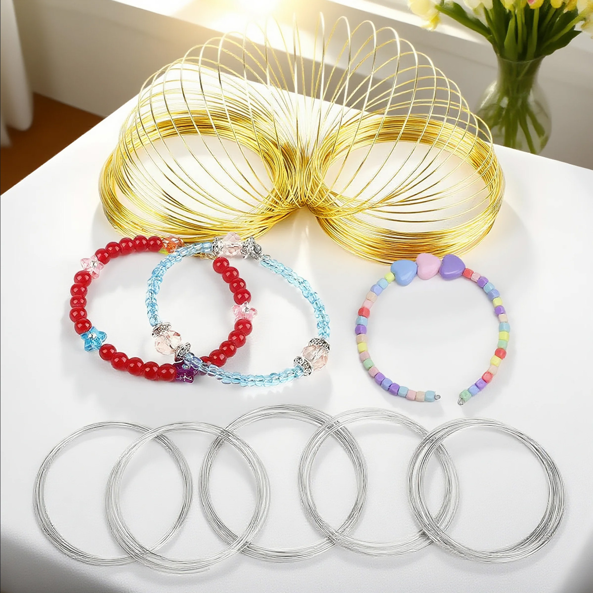 Memory Wire Bracelet - Arame Memory Wire de Aço Inoxidável