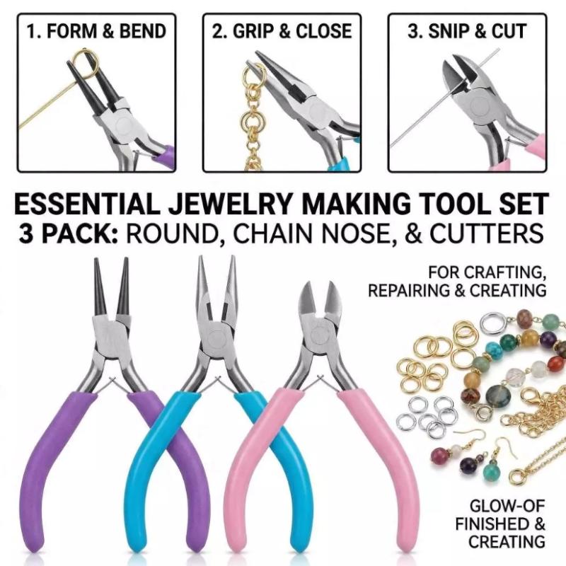Jewelry Making Round Nose Pliers - 【L】Conjunto de 1/3 Peças de Alicates